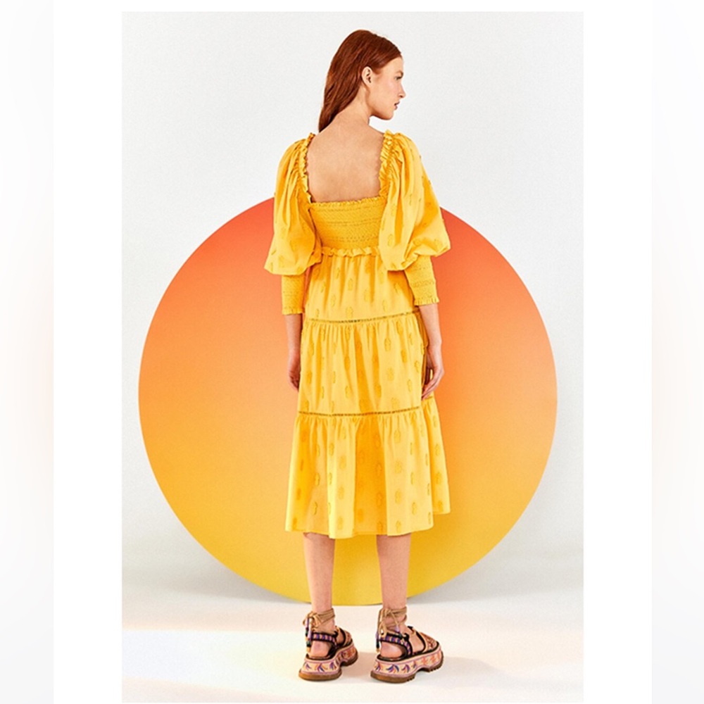 Farm Rio Yellow 3D Pineapple Midi Dress - Picture 3 of 10